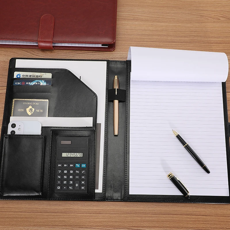 Leather Work Folder - A4 Leather Executive Portfolio Folder for