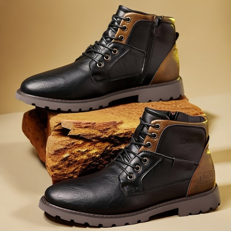 Leather Work Fabric - Leather Men Ankle Boots Plus Size