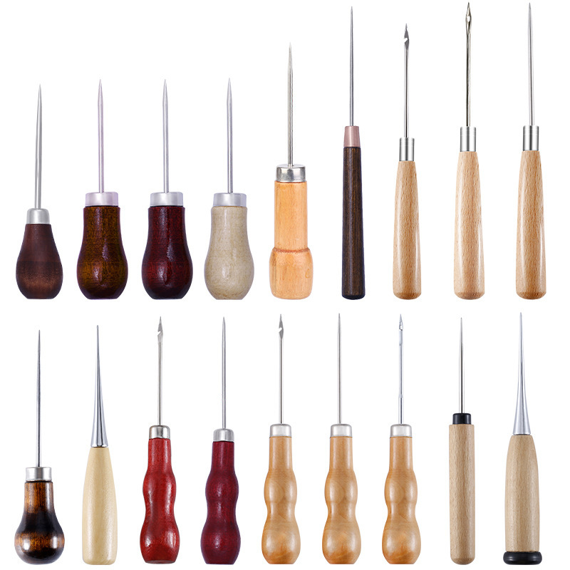 Leather Work Organiser - Leather Awl Wood Handle Awls Sewing