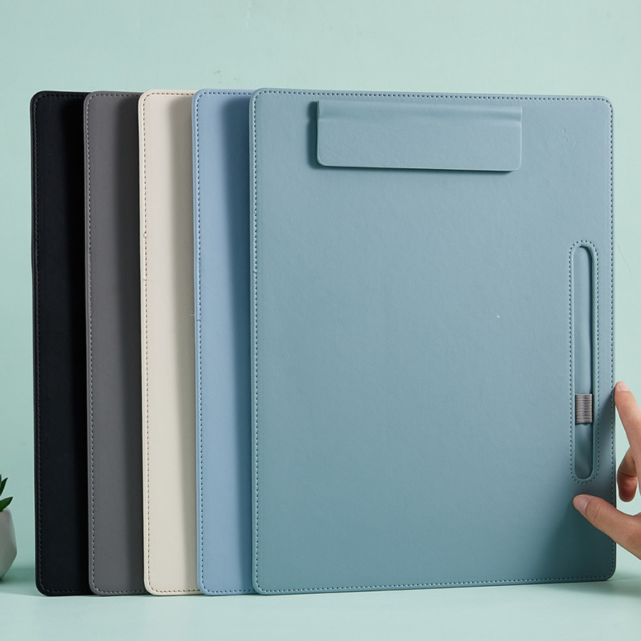 Leather Work Folder - A4 leather writing clip, business folder,