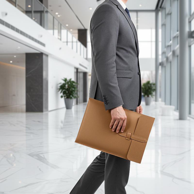 Leather Work Folder - A4 Premium Vertical Leather Document Bag