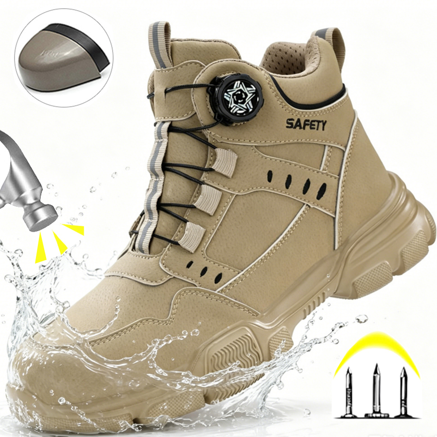 Leather Work Fabric - Water Repellent Leather Safety Boots for