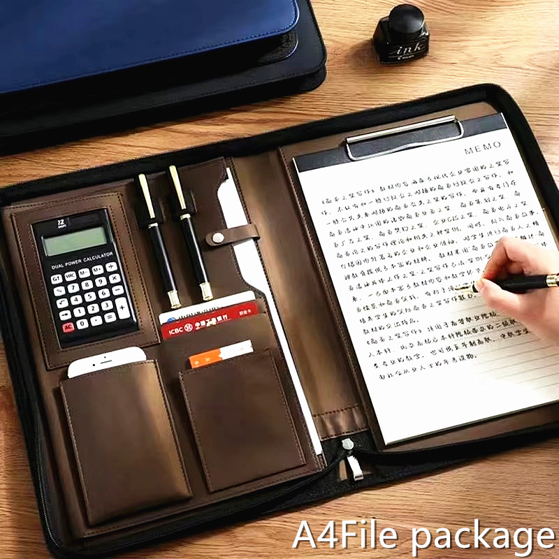 Leather Work Folder - PU Leather Portafolio A4 Document Case