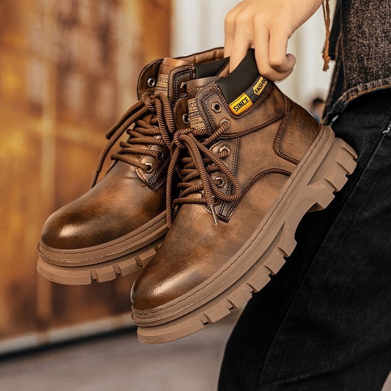 Vintage Men Platform Ankle Boo - огляд і ціна Leather Work Fabric