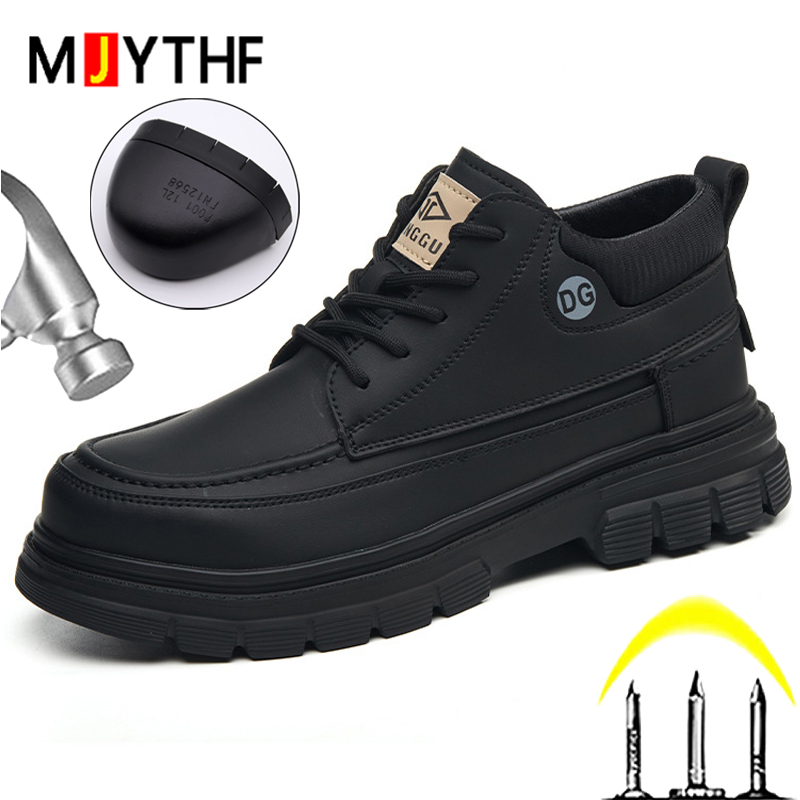 Black Leather Boots Men Shoes  - огляд і ціна Leather Work Fabric