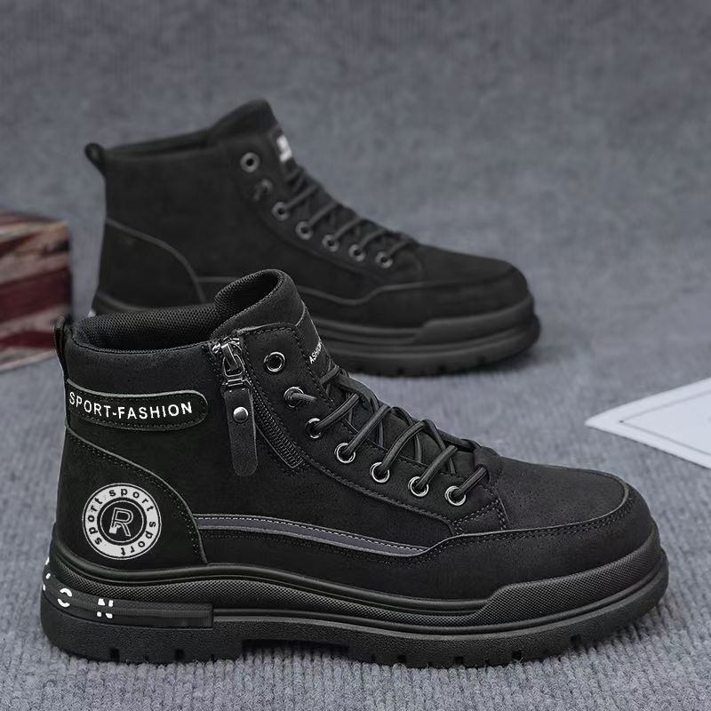 Men Retro High Top Work Boots  - огляд і ціна Leather Work Fabric