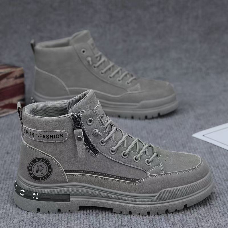 Men Retro High Top Work Boots  - огляд і ціна Leather Work Fabric