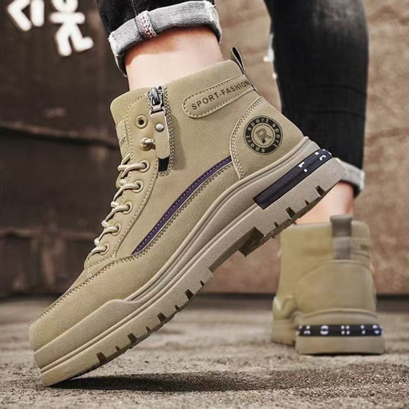 Men Retro High Top Work Boots  - огляд і ціна Leather Work Fabric