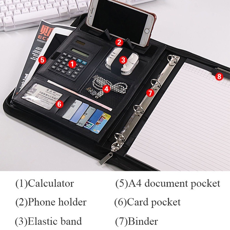 1Pc A4 PU Leather Zipper File  - огляд і ціна Leather Work Folder