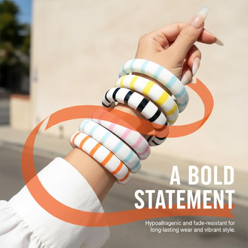 Color Block Resin Cuff Bracele - огляд і ціна Leatherwork Jewelry